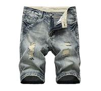 NUSGEAR Homme Bermuda Jean Ete Pas Cher,Grand Taille LâChe Pantalon Court Chic Mode Confortable Casual Tendance Taille Shorts Pantalon en Jean Slim à Fermeture éclair et élastique Ripped pour Hommes
