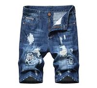 NUSGEAR Homme Bermuda Jean Ete Pas Cher,Grand Taille LâChe Pantalon Court Chic Mode Confortable Casual Tendance Taille Shorts Pantalon en Jean Slim à Fermeture éclair et élastique Ripped pour Hommes