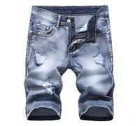 NUSGEAR Homme Bermuda Jean Ete Pas Cher,Grand Taille LâChe Pantalon Court Chic Mode Confortable Casual Tendance Taille Shorts Pantalon en Jean Slim à Fermeture éclair et élastique Ripped pour Hommes