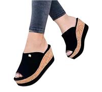 NUSGEAR Sandale Femme Compensees Été,à Bout Ouvert à Talons Hauts Mules à Plateforme Sandales D'été Compensées Rétro Chaussures Plateforme Tongs Chaussures Antidérapantes Pas Cher