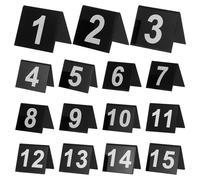 NUSITOU 15pcs Panneaux Numéros de Table en Acrylique Noir Réversibles, Accessoires de Scène de Crime Stables et Faciles à Reconnaître pour Restaurant et Fête Détective