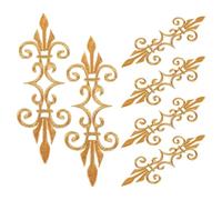 NUSITOU 6 Pièces Écussons à Repasser Forme Fleur Dorée Broderie Fil Couture Patch Vintage Élégant pour Vêtements DIY Décoration Costume Rétro