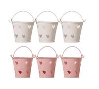 NUSITOU 6pcs Mini Seaux en Fer-blanc de Cœur Blanc pour Décoration et Rangement, Pot de Fleurs Créatif pour Mariage et Maison