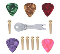 NUSITOU Accessoires pour Guitare Folk et Ukulélé, Kit de Remplacement pour Chevilles de Chevalet en Alliage Abs avec Extracteur de Chevilles, 1 Set pour Réparation Couleur Aléatoire