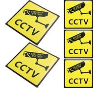 NUSITOU Autocollants de Vidéosurveillance Lot de 5 Forte Adhérence Jaune Faciles à Appliquer Panneau D'avertissement Sécurité Maison pour Porte et Mur
