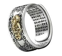 NUSITOU Bague Fortune pour Homme en Alliage Argenté Vintage Ouverte Réglable Verset Biblique, Bijou Masculin Taille Unique pour Présent Familial et Amis