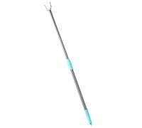 NUSITOU Barre à Linge Télescopique Robuste en Acier Inoxydable, Perche Réglable Courte Tête en Alliage Bleu, pour Étendage Intérieur et Balcon, Support Extensible pour Penderie Maison