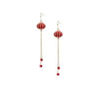 NUSITOU Boucles D'oreilles Longues Rouge Pompons Lanternes Élégantes Style Chinois en Alliage de Zinc Goût Contemporain pour Soirées et Travail
