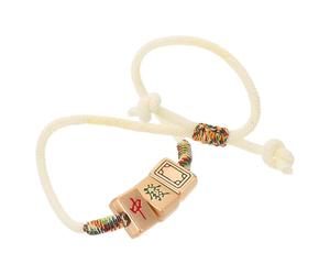 NUSITOU Bracelet Tissé en Corde Milanese Beige Fil D'or Coloré, Design Simple et Finition Mate, Accessoire Unique pour Amateurs de Mahjong en Occasions Décontractées