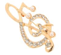NUSITOU Broche à Épingle à Manteau en Alliage Métallique Doré Perles, Épingle Décorative de Note de Musique, Accessoire Élégant pour Vêtements, Foulards et Chapeaux - Bijoux Femme