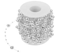 NUSITOU Chaîne de Perles Argentée en Résine pour Décoration de Noël, Surface Polie Scintillante, pour Bricolage et Créations Festives, 1 Rouleau Couleur Aléatoire