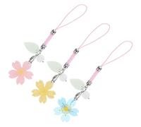 NUSITOU Chaîne Téléphone Portable Breloques Sakura, Lot de 3 Accessoires Faits Main Colorés, Dragonne Légère pour Smartphone et Décoration Mode Femmes