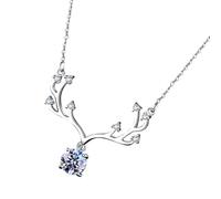 NUSITOU Collier Pendentif en Argent Sterling Moissanite 1 Ct Bois de Cerf, Collier Ras de Cou Blanc Délicat pour Femme, Bijou Élégant pour Usage Quotidien et Cadeau