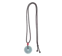 NUSITOU Collier Pendentif Jade Vert de Donut Sculpté, Bijou Amulette Feng Shui pour Femme, Accessoire Spirituel en Cristal pour Occasions Spéciales
