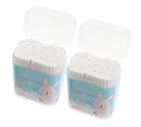 NUSITOU Cotons-tiges pour Bébés 400 Pièces en Coton Naturel Embouts Ronds en Spirale, Écouvillons de Sécurité pour Nettoyage Doux des Oreilles Nez, Hygiène Infantile Complète