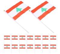 NUSITOU Drapeaux Libanais à Main 20 Mini Pièces Imperméables en Polyester pour Festivals Internationaux et Célébrations