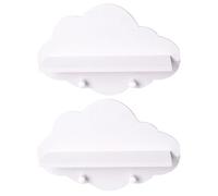 NUSITOU Étagère Murale sans Percer en Bois Blanc Forme Nuage 2pcs Cuisine et Salle de Bain, Support de Rangement Réutilisable Simple et Classique