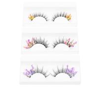 NUSITOU Extensions de Cils Légères en Fibre 3 Paires Paillettes Fluorescentes pour Maquillage Naturel et Cosplay en Plein Air