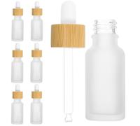 NUSITOU Flacons Compte-gouttes Design Verre Mat et Bouchon Bambou Lot de 8 20ml en Verre Soins pour Huiles Essentielles pour Voyages