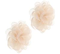 NUSITOU Fleur Déco Chaussures Camélia à Clip, 1 Paire, Tulle Beige | Bordures Brûlées, Design Détachable et Lavable, pour Talons Hauts et Chaussures Habillées, Mariage
