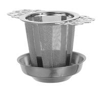 NUSITOU Infuseur à Thé en Acier Inoxydable 304 pour Infusion Précise à Domicile avec Bol Égouttoir Argenté, Filtre à Thé Vrac Mesh Ensemble Élégant avec Plateau