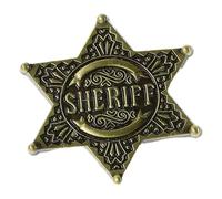 NUSITOU Insigne de Chapeau Hexagonal en Alliage Or, Badge Shérif Rétro Effet Décoratif et Résistant la Décoloration, Accessoire Élégant pour Costumes et Fêtes