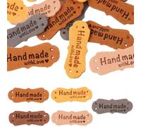 NUSITOU Lot de 100 Étiquettes de Vêtements en Cuir Faites Main 2 Trous, Décoration Facile à Utiliser pour Vêtements et Jeans, pour Personnalisation DIY