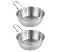 NUSITOU Lot de 2 Bols à Sauce en Acier Inoxydable 304 Argentés Poignée, Pratiques et Décoratifs, pour Familles et Restaurants
