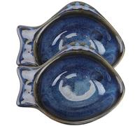 NUSITOU Lot de 2 Coupelles en Céramique de Poisson, Assiettes à Sauce et Bols à Trempette pour Sauces et Accompagnements, Résistantes aux Mélanges Chauds et Froids, pour Maison