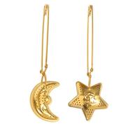 NUSITOU Lot de 2 Pince à Filtre à Thé en Acier Inoxydable Forme Étoile et Lune, Infuseurs à Feuilles de Thé Dorés avec Poignée, Passoires Fines pour Tasse, Compatibles Théières et Mugs,