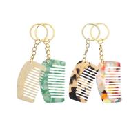 NUSITOU Lot de 4 Mini Peignes Porte-clés en Acétate 5,3cm X 3,1cm, Peignes à Dents Larges pour Cheveux Mouillés, Format de Poche Multicolore, pour Voyage et Usage Quotidien