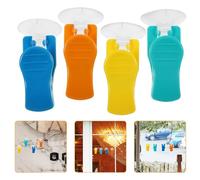 NUSITOU Lot de 4 Pinces à Ventouse en Plastique Résistant, Multi-usages, Couleur Assortie, Crochet Suspendre Rotatif pour Serviettes, Cuisine, Salle de Bain et Organisation Maison