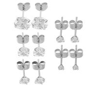 NUSITOU Lot de 5 Paires de Clous D'oreilles Cristal Acier Inoxydable à Dos Plat, Tailles Variées, Hypoallergéniques, Bijoux Piercing Oreille Cartilage, Boucles D'oreilles Cristal