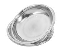 NUSITOU Lot de 6 Assiettes Inox Alimentaire Rondes 15 Cm, Plaques de Barbecue Profondes Antidérapantes, Plates pour Steak, Pâtes et Buffet, Adaptées Usage la Cuisine et Restauration