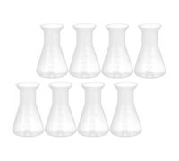 NUSITOU Lot de 8 Fioles Erlenmeyer en Plastique 50 Ml, Flacons Coniques Gradués Col Étroit, sans Bouchon, pour Laboratoire et Expériences Scientifiques, Mesure Précise et Usage Chimique
