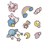 NUSITOU Lot de 9 Patchs Thermocollants en Polyester Décoratifs pour Vêtements, Motifs Planète et Lapin, pour Personnaliser et Réparer Vos Jupes Facilement