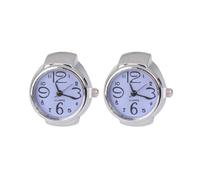 NUSITOU Montres à Bague pour Couple Affichage Miniature, Style Créatif et Élégant 2pcs en Métal Argenté Accessoires Pratiques pour Femmes et Garçon et Filles