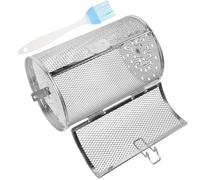 NUSITOU Panier de Four Rotatif en Acier Inoxydable avec Brosse, Argenté | Usage la Cuisine, Haute Dureté et Résistance à Déformation, pour Sécher ou Rôtir des Frites Couleur Aléatoire