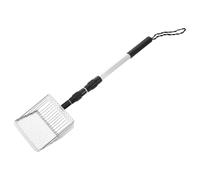 NUSITOU Pelle à Cendres de Cheminée en Acier Inoxydable Tamis Séparateur de Charbon, Manche Long Réglable, Outil Résistant pour Foyer Extérieur et Barbecue de Jardin
