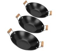 NUSITOU Petits Woks Polie Facile à Nettoyer Anti-débordement Ensemble de 3 en Métal avec Fond Plat Cuisine Maison ou Hot Pot