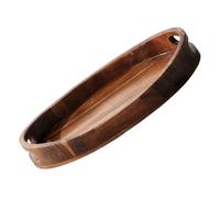 NUSITOU Plateau de Service Ovale en Bois Massif Poignées Double Oreille, Plateau Décoratif pour Table Basse 28,5 X 20,9 X 4,2 Cm, Résistant la Chaleur, pour Servir Thé, Café et Apéritifs
