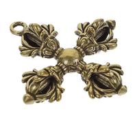 NUSITOU Porte-clés en Laiton Ornement Croix Vajra Vintage Fait Main Effets Décoratifs, Accessoire Religieux Délicat pour Protection et Style Rétro