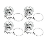 NUSITOU Porte-clés en Plastique et Alliage de Zinc Design Pendentif 4pcs Boule Disco Argenté pour Décoration de Paquet et Accessoires de Fête