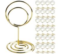 NUSITOU Porte-numéros de Table de 50mm 25pcs en Fil d'acier Carbone Doré, Support Photo Stable pour Décoration de Table, pour Fêtes et Mariages
