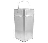 NUSITOU Poubelle et Finition Mate pour Stockage des Déchets Rayé Design Rétro Simple et Poignée Multifonction en Tôle Galvanisée Argentée avec Grosse Capacité Extérieure