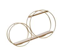 NUSITOU Présentoir en Fer Forgé Mural Rond pour Petit Rangement, Étagère de Rangement Suspendue en Métal et Bois, Solution de Stockage Décorative pour Dortoir