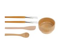 NUSITOU Set de 5 Pièces Bol pour Masque Facial en Bois Pinceau, Outil Stable et Facile à Utiliser pour Masque Beauté, Usage Personnel ou Salon Professionnel