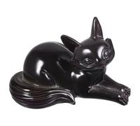 NUSITOU Statue d'animal en Résine Noire de Renard Adorable, Décoration Stable et Changeant de Couleur Selon la Température, Collection de Tea Pets et Décorations D'intérieur
