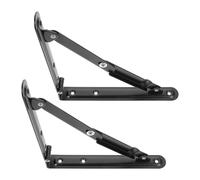 NUSITOU Supports D'étagère Pliables Noirs en Fer 2pcs, Robustes et Pliants, Fixation Murale Pratique pour Bureau ou Usage Temporaire