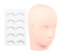 NUSITOU Tête de Mannequin à Cils en Silicone Beige pour Extension Cils, Kit D'entraînement Maquillage Facile à Utiliser, pour Étudiants en Cosmétologie